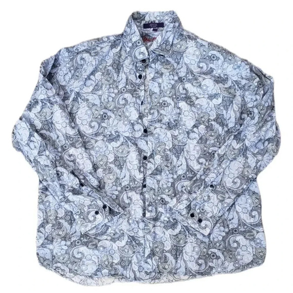 Alan Flusser Blue Paisley Cotton Shirt XL - Picture 1 of 3